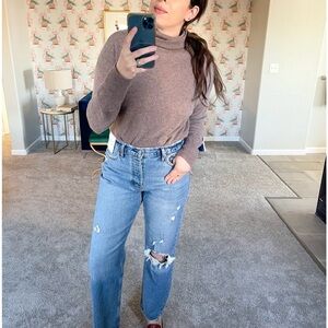Abercrombie and Fitch The Dad High-Rise Light Blue Distressed Women's Jeans